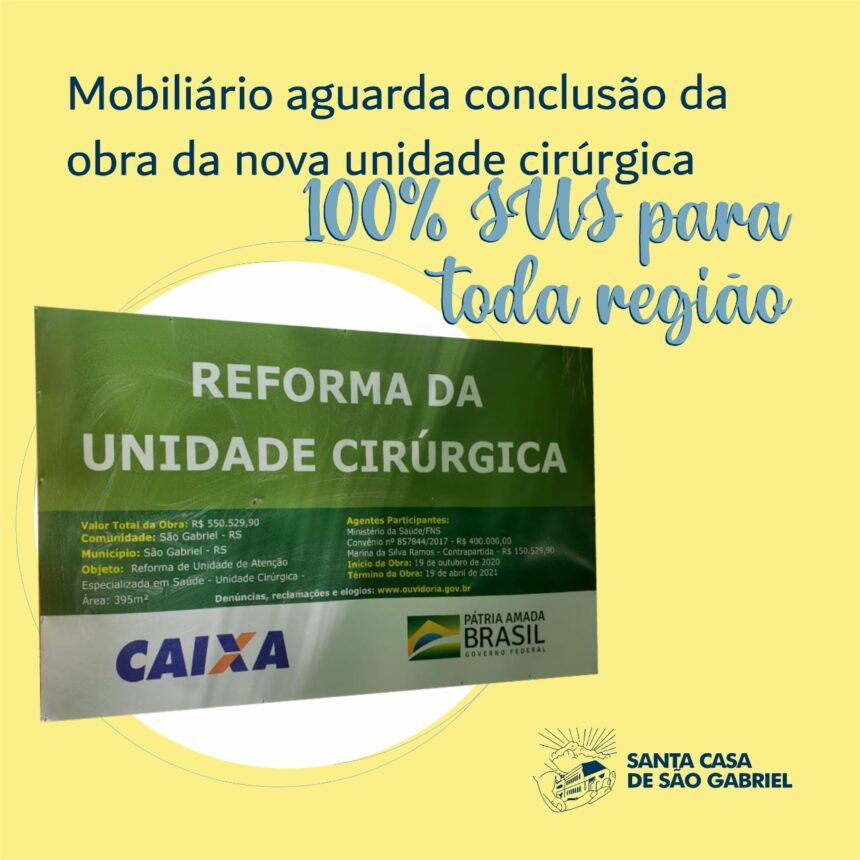 Mobiliário aguarda conclusão da obra da unidade cirúrgica 100% SUS para toda a região