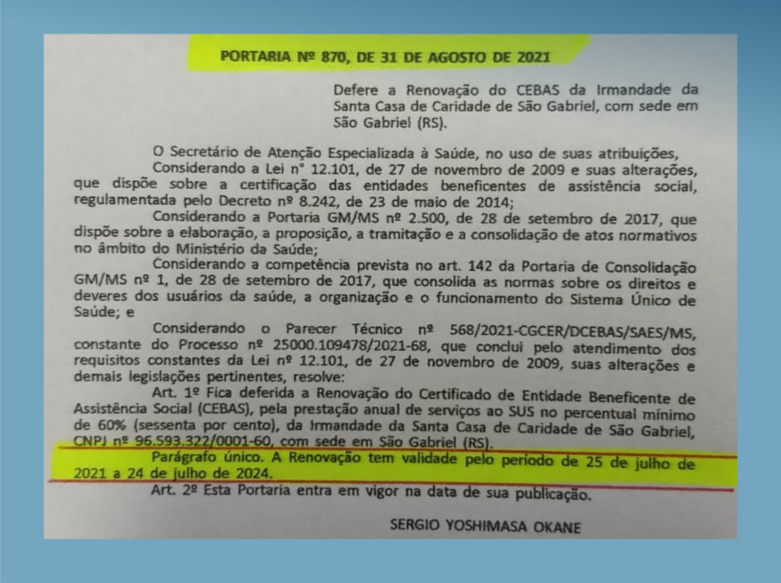 Santa Casa comemora o recebimento do certificado de Entidade Filantrópica
