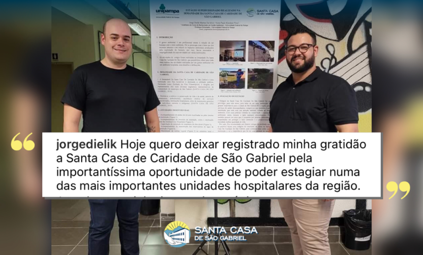 Acadêmico conclui estágio supervisionado na Santa Casa  com nota máxima