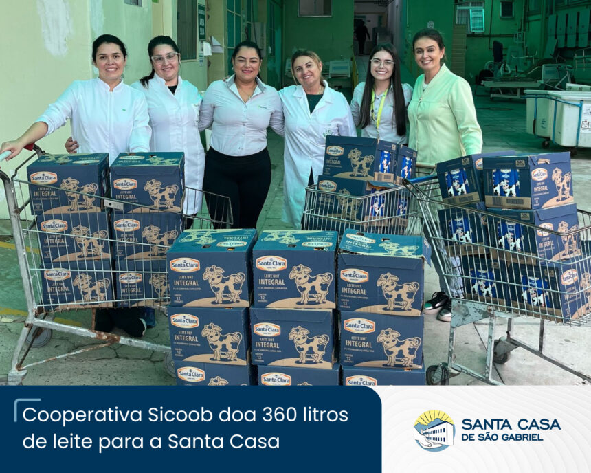 Cooperativa Sicoob doa 360 litros de leite para a Santa Casa